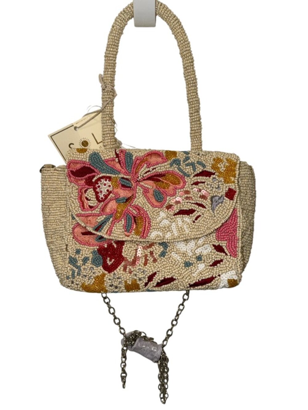Sol and Mer Fall Floral Crossbody Top Handle Beaded Bag New Release NWT